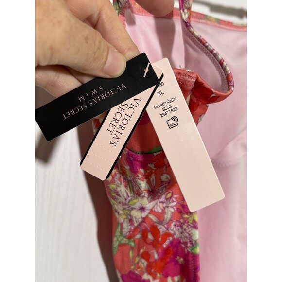 Victoria's Secret One Piece Swim Suit Womens XL Pink Floral Sexy New Tie Waist - Picture 6 of 10